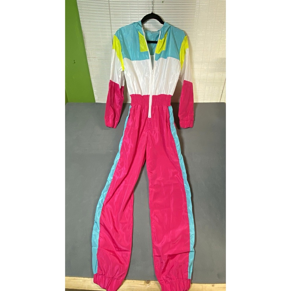 Tracksuit Jumpsuit Retro 80s 90s Barbiecore Halloween Costume Pink Teal small